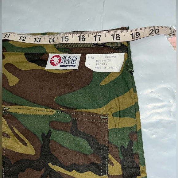 Green Tan Black CAMO Pants ARMY Camouflage Adjustable Waist USA Cotton Mens MED - Picture 4 of 15